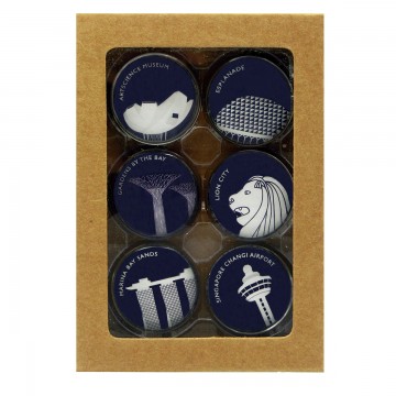GLASS MAGNET ICONIC ARCHITECTURE BLUE (ROUND)