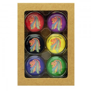 GLASS MAGNET LION CITY (ROUND)