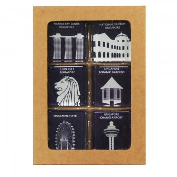 GLASS MAGNET ICONIC ARCHITECTURE BLUE (SQUARE)