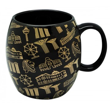 BLACK MUG MOTIF GOLD